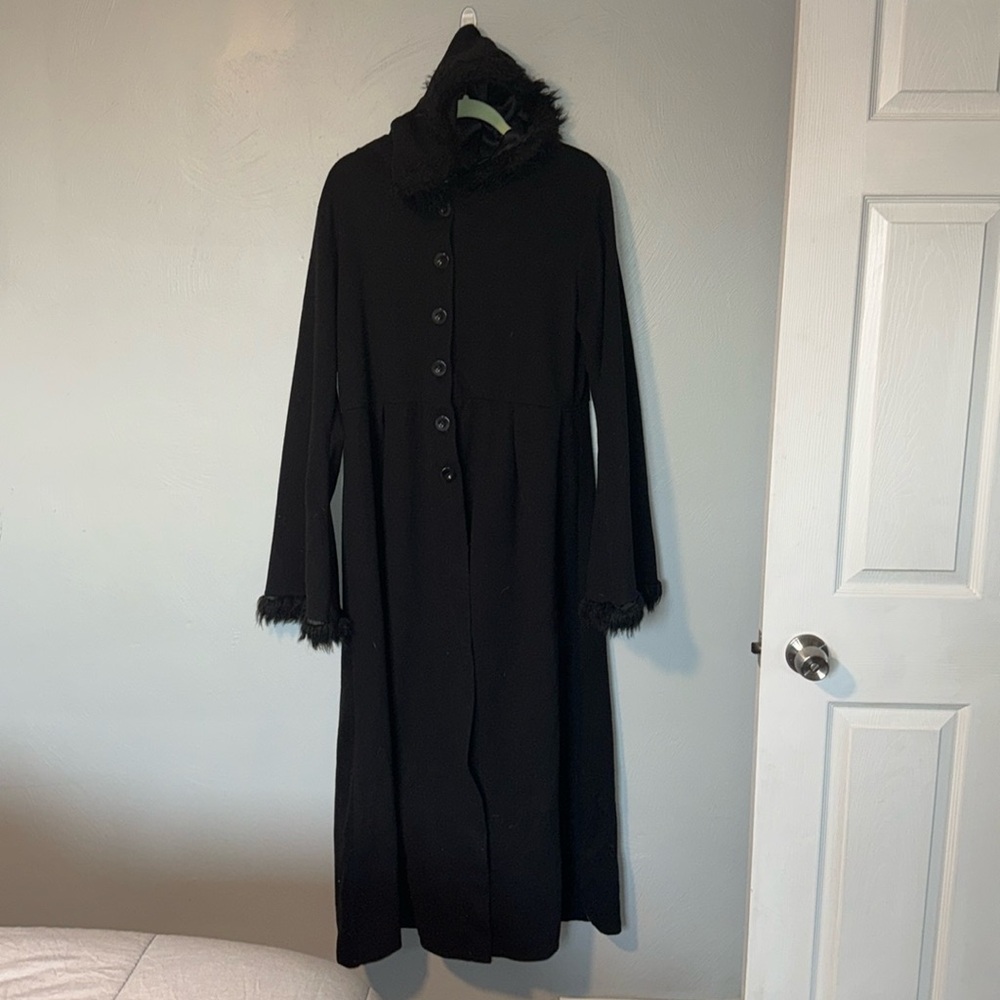 Long fleece robe XL faux fur cuff and hood